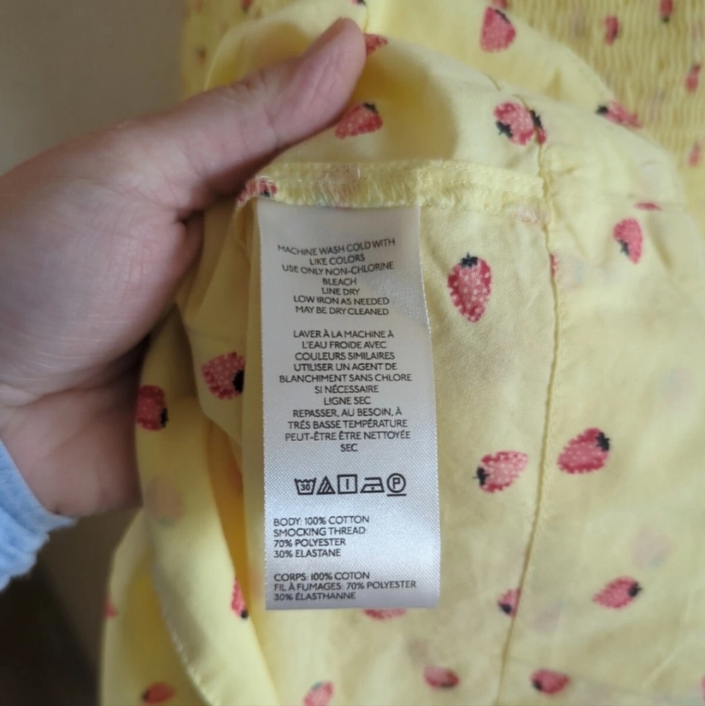 FREE PEOPLE LAVENDER DAZE DRESS IN STRAWBERRY LEMON COMBO Xs Smocked - Picture 8 of 8